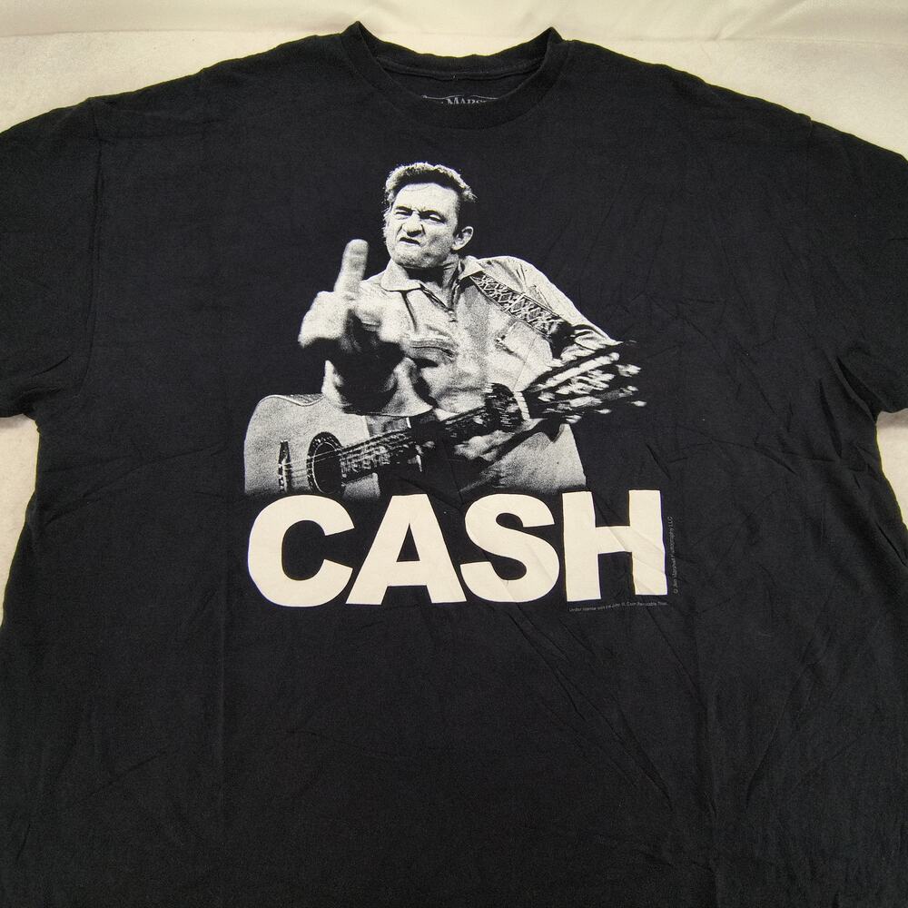 Johnny Cash Band Crew Neck Short Sleeve Graphic Shirt Mens Size 2XL Black White